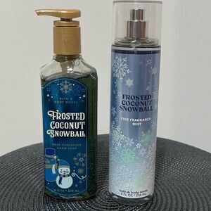 BBW Frosted Coconut Snowball Fragrance Mist and Hand Soap set of 2 NWT